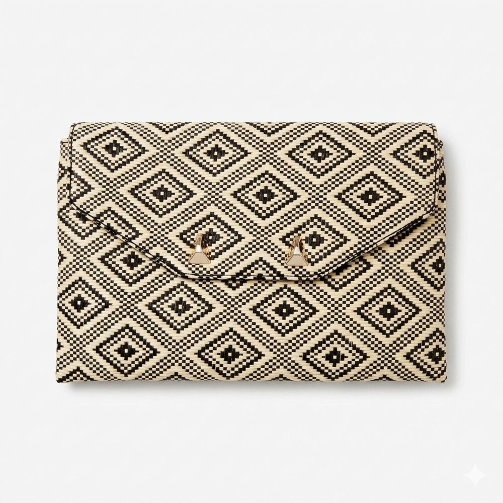 Stella & Dot "Always By Your Side" Woven Diamond Geometric Clutch Bag‎